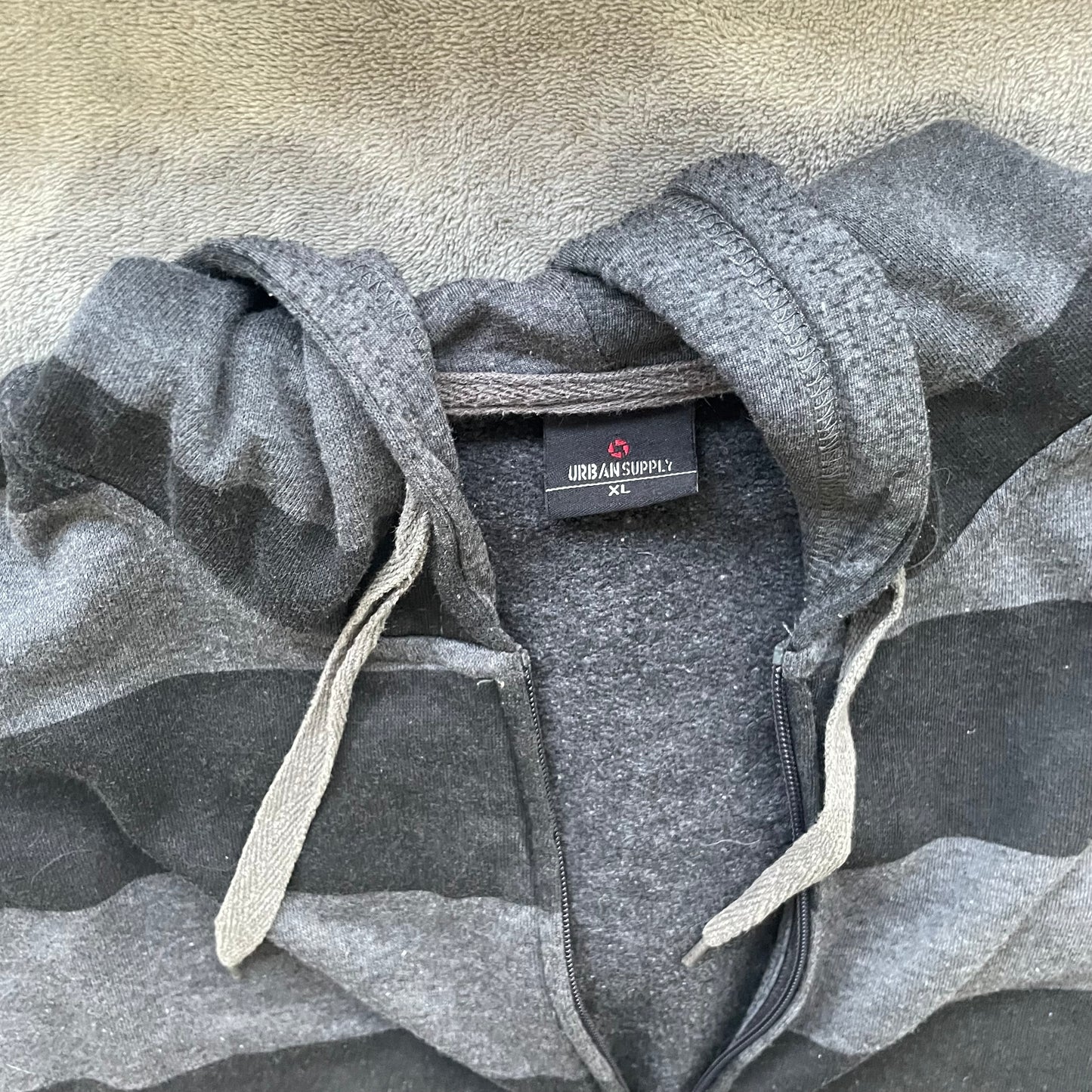 Grey stripe zip up hoodie