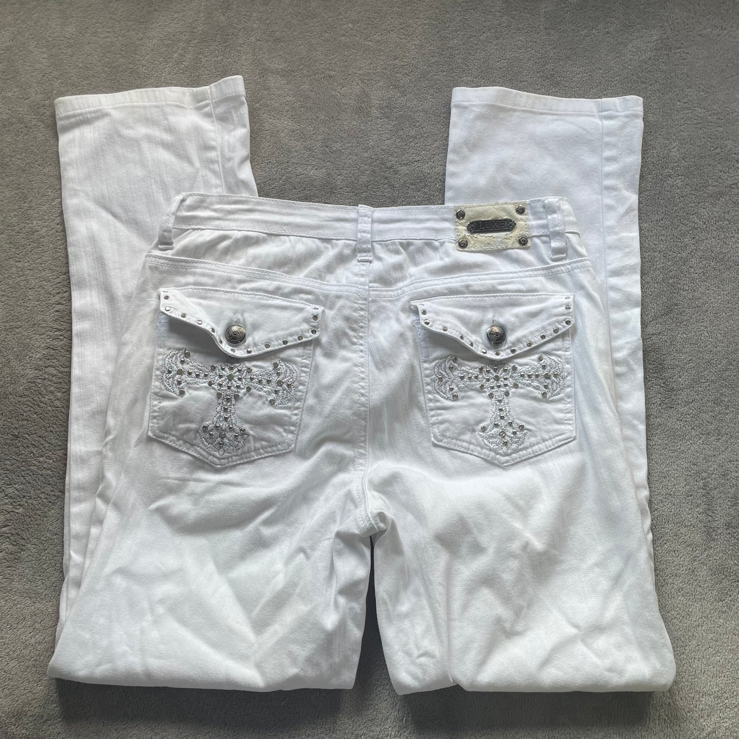 Luxe white bedazzled jeans