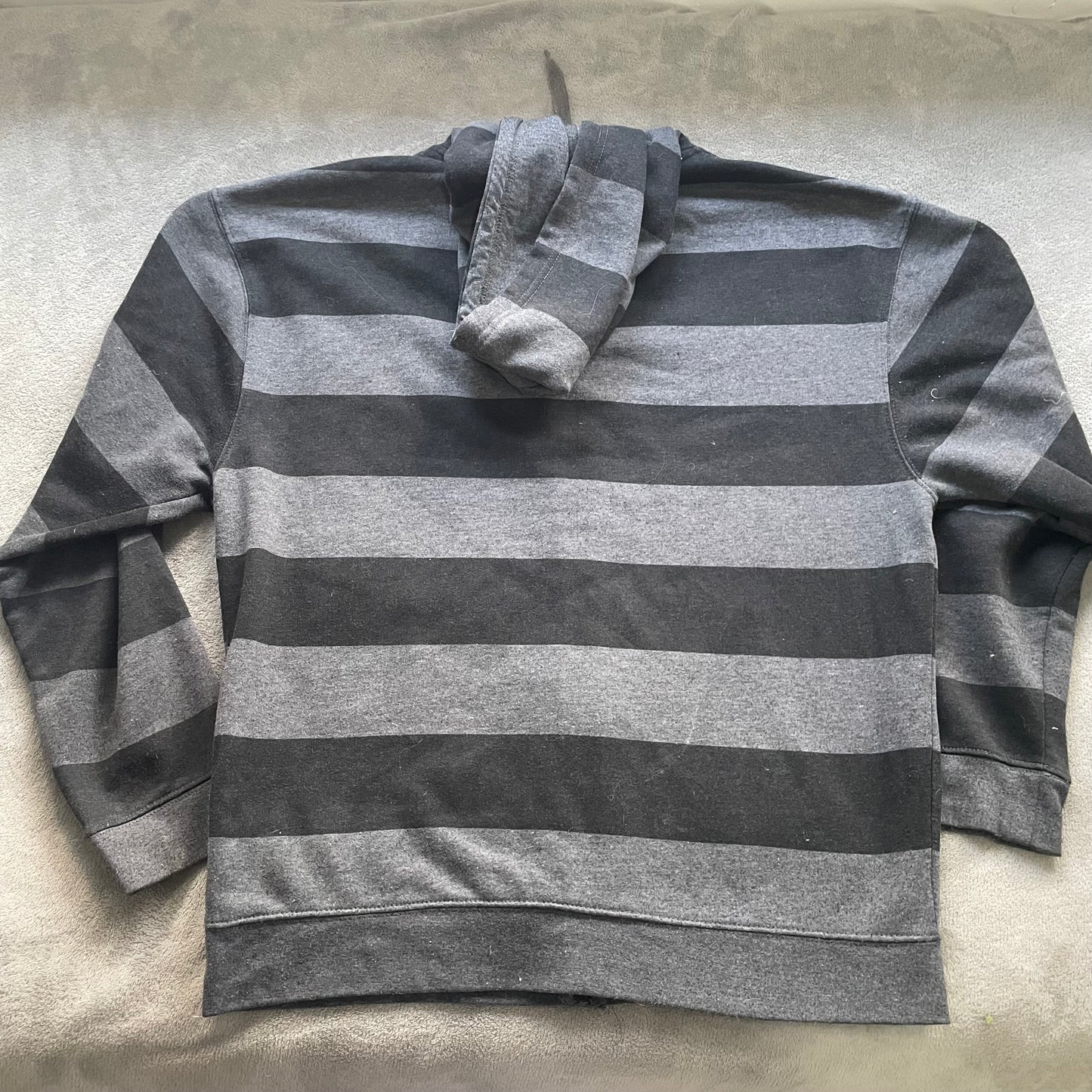 Grey stripe zip up hoodie