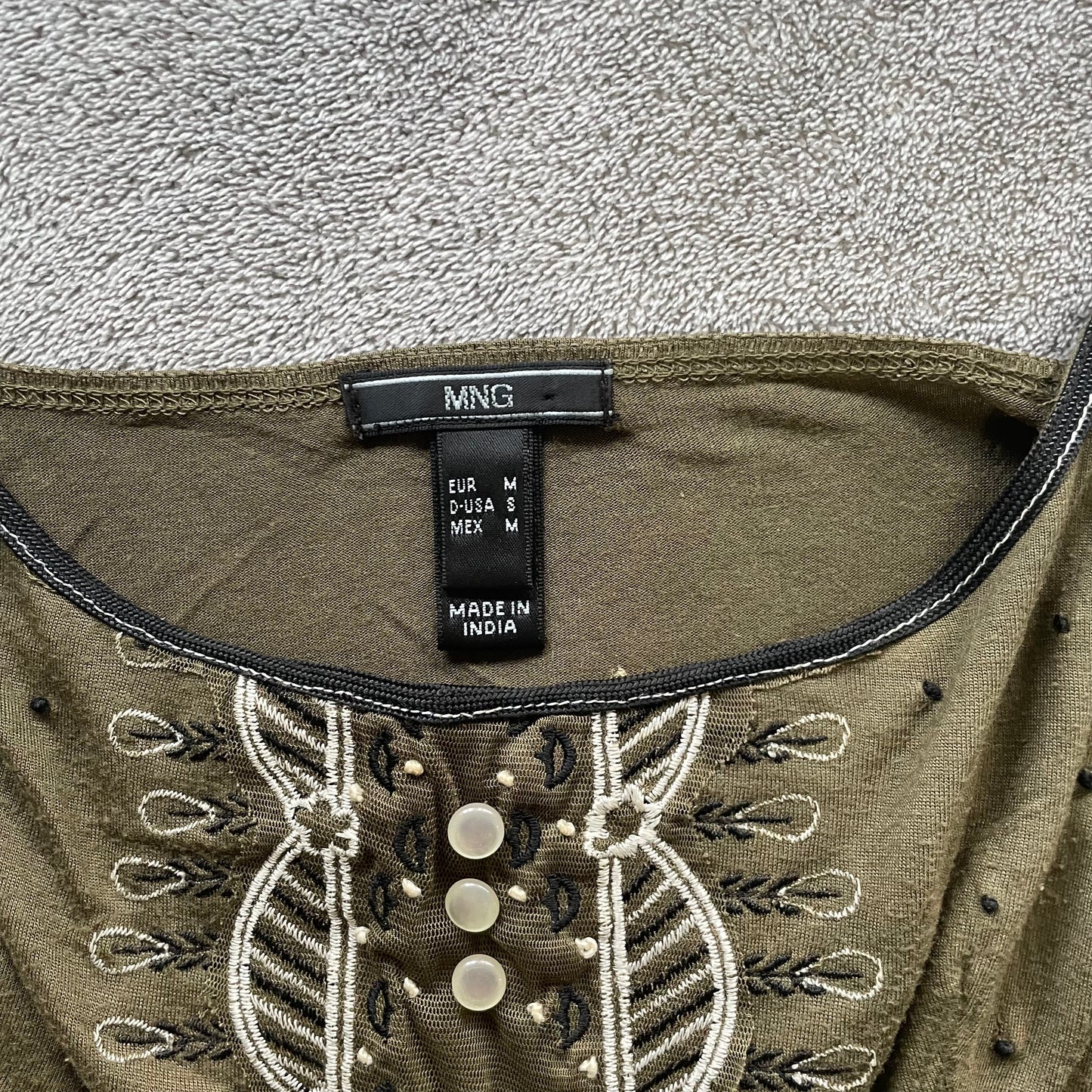 Khaki embroidery detailed cami top