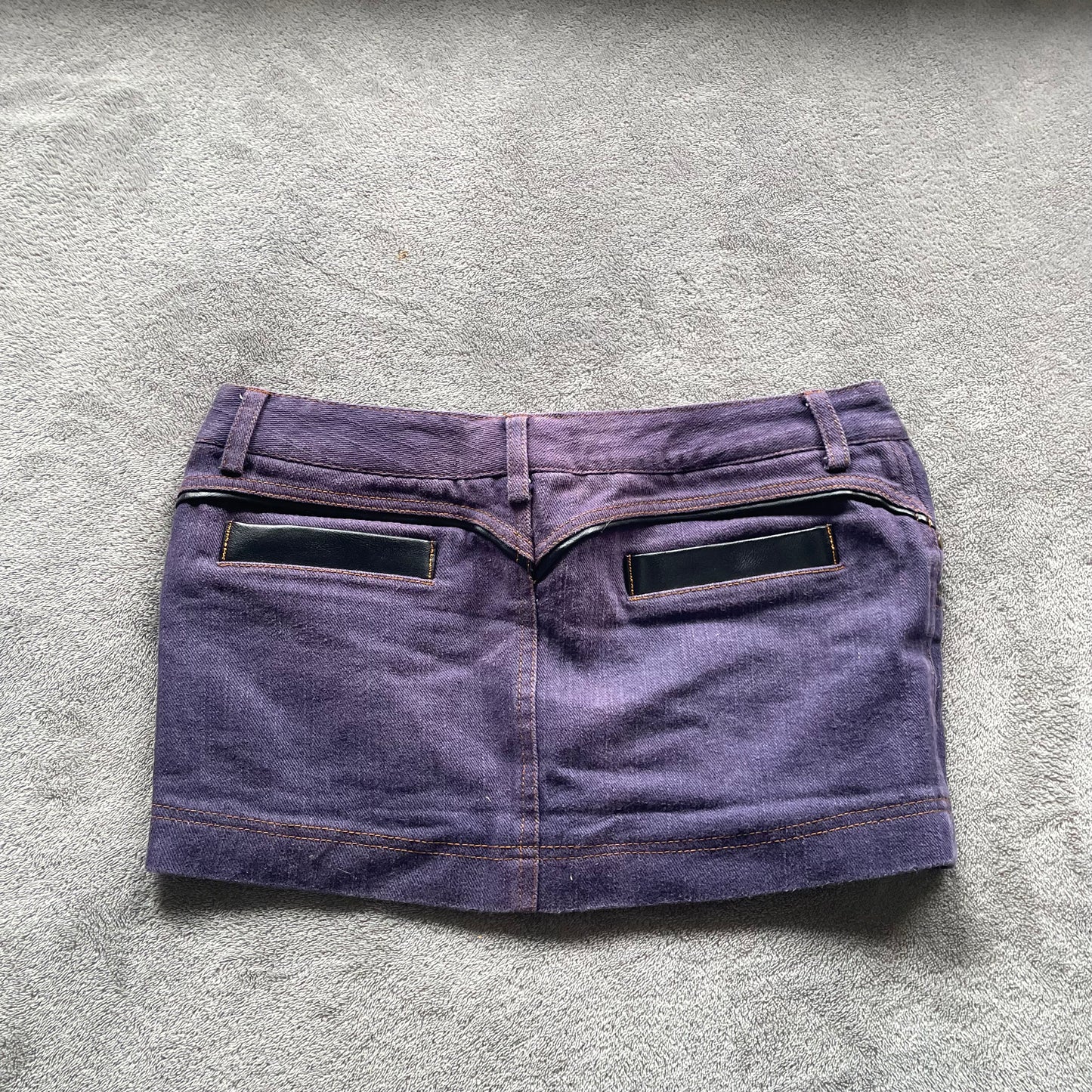 Purple denim mini skirt