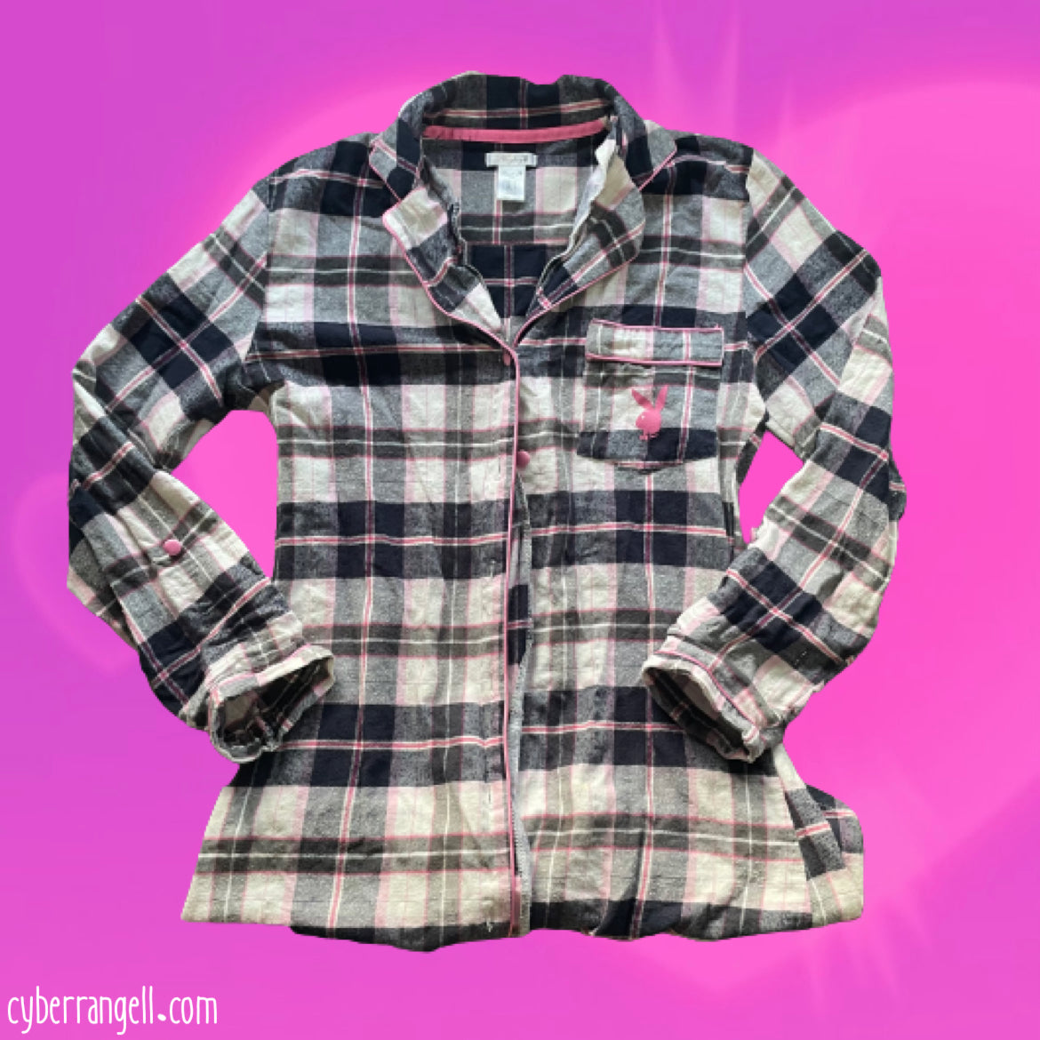 Playboy plaid long sleeve sleep shirt