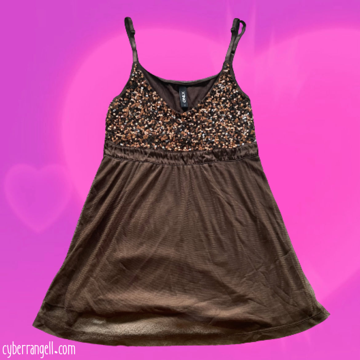 Brown sequin detail tank top