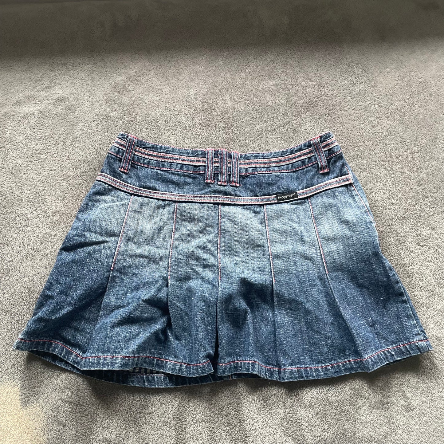 Pleated denim mini skirt