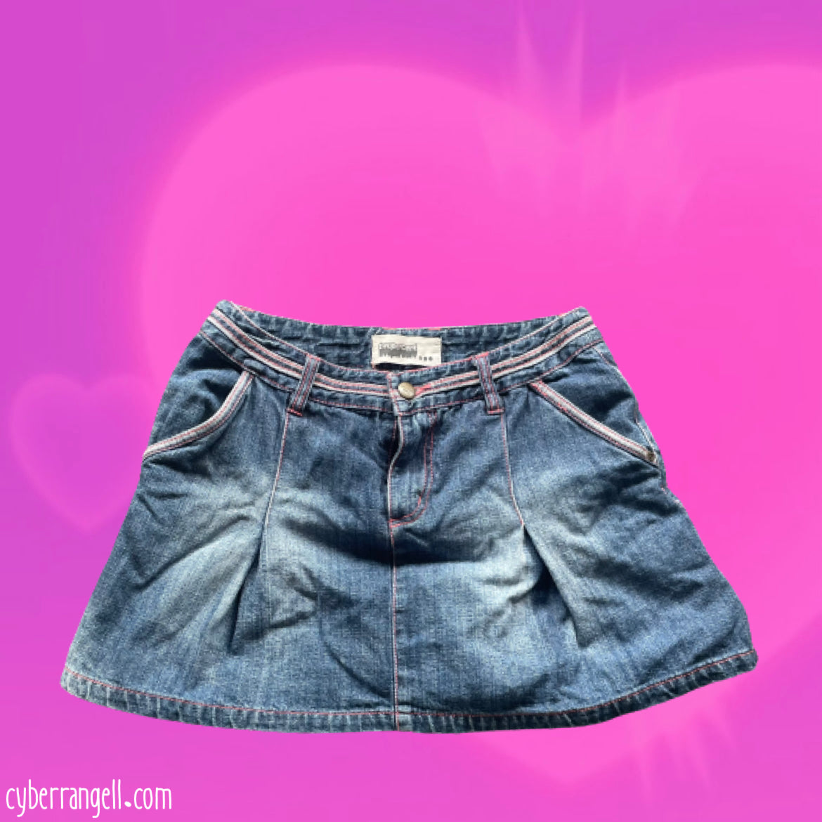 Pleated denim mini skirt