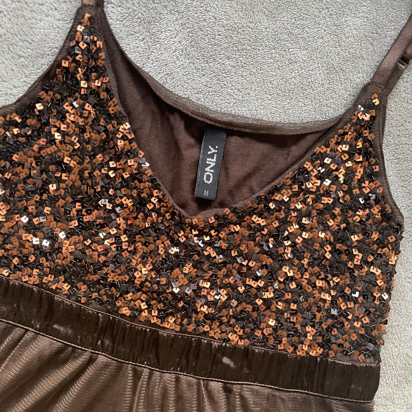 Brown sequin detail tank top