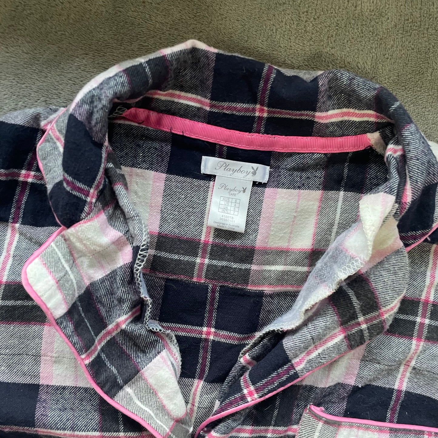 Playboy plaid long sleeve sleep shirt