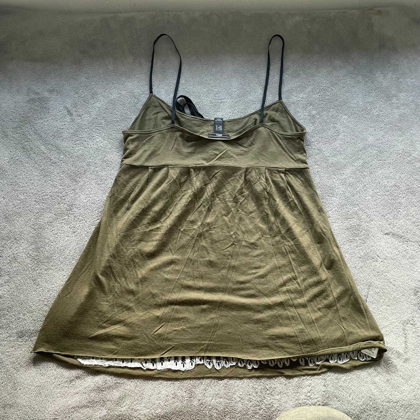 Khaki embroidery detailed cami top