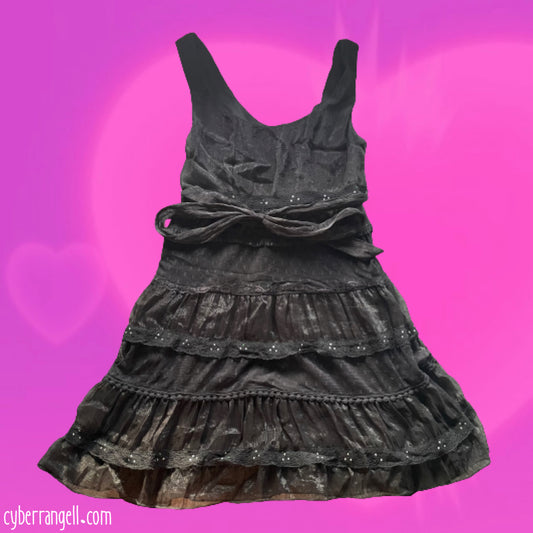 Black ruffle tier mini dress