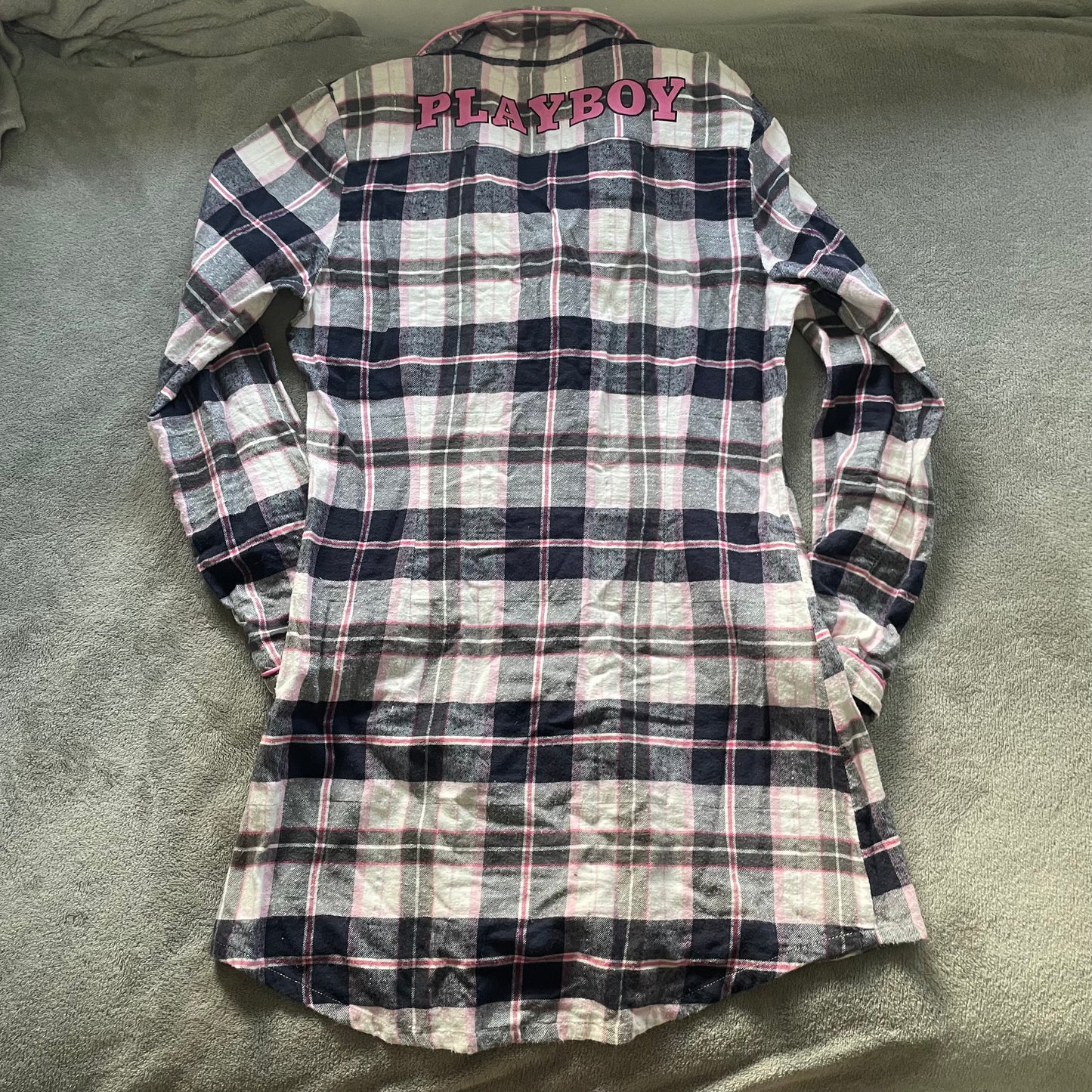 Playboy plaid long sleeve sleep shirt