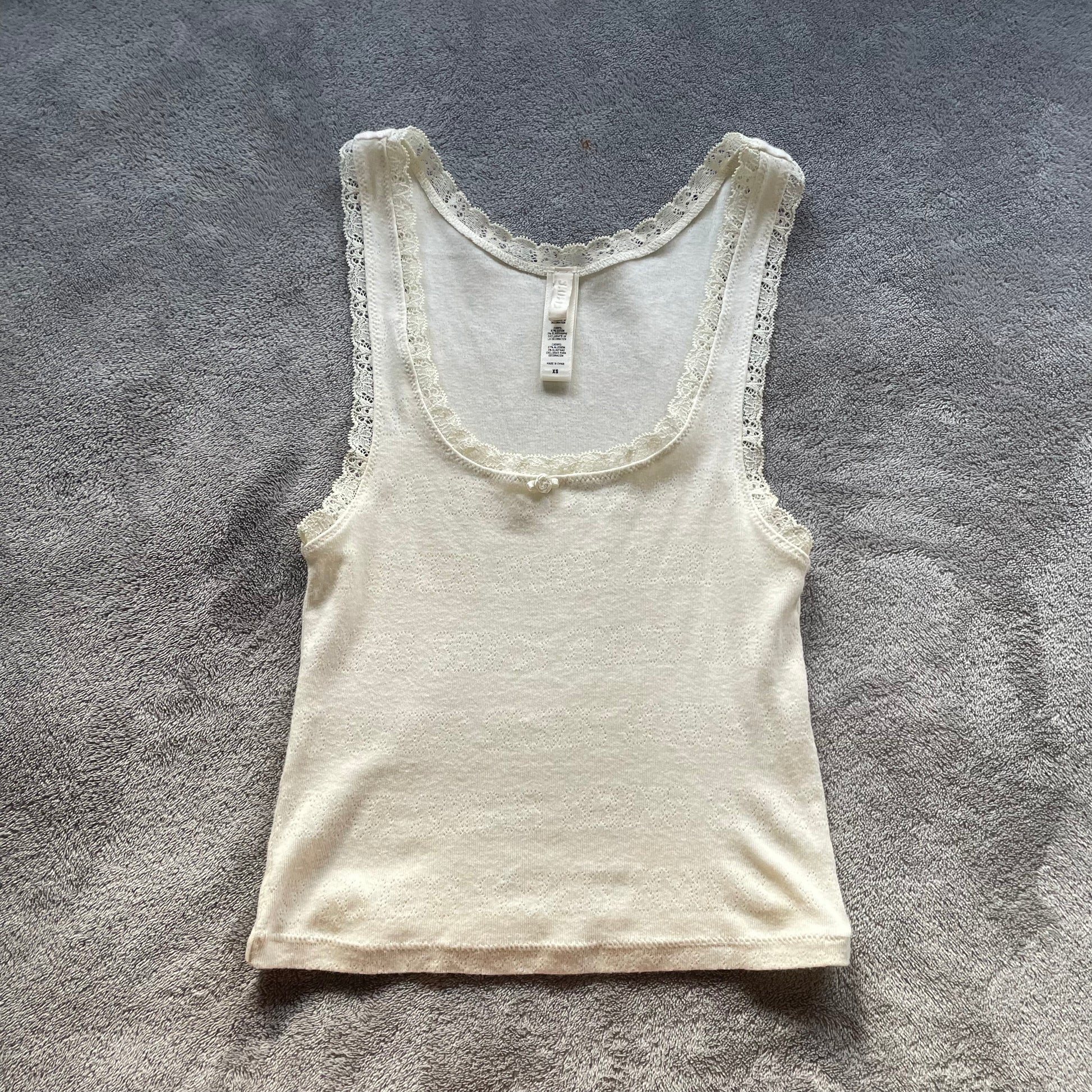 NWT Skims Lace Pointelle Tank Top Sky Blue Size 4X