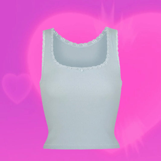 Skims lace pointelle tank sky