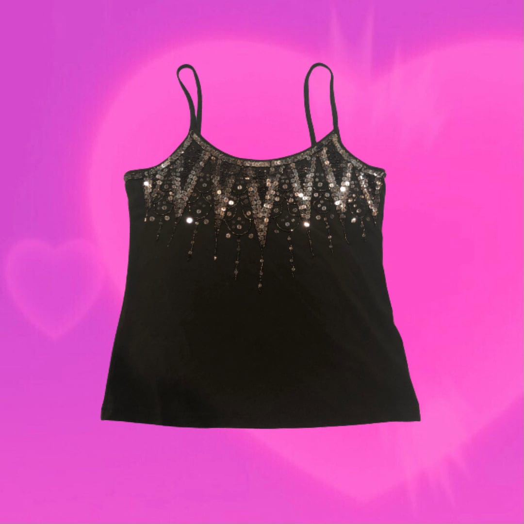 Sequin and beaded cami top