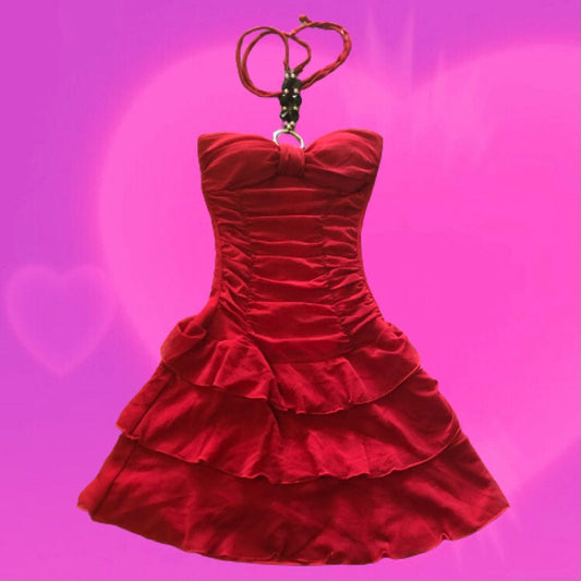 Blush mini dress with halter neck