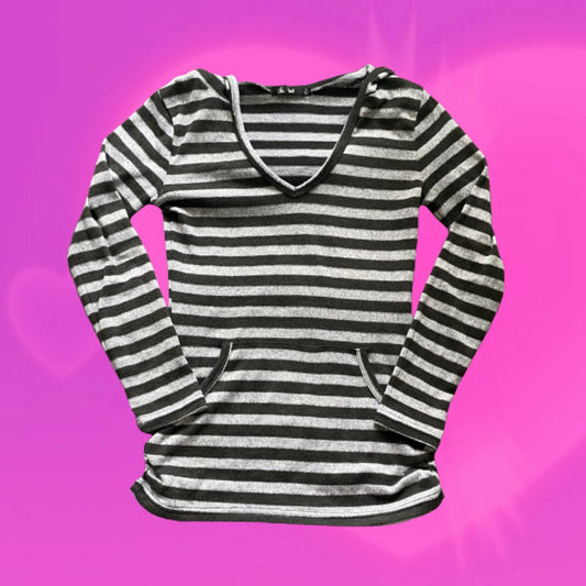 Striped hooded long sleeve