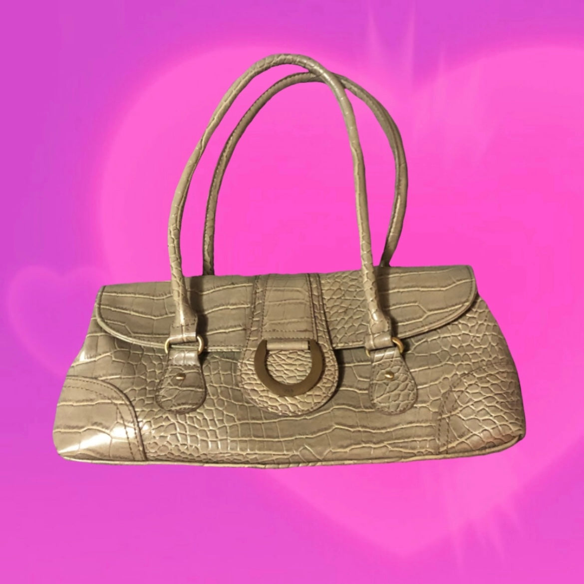 Tan croc print mini bag