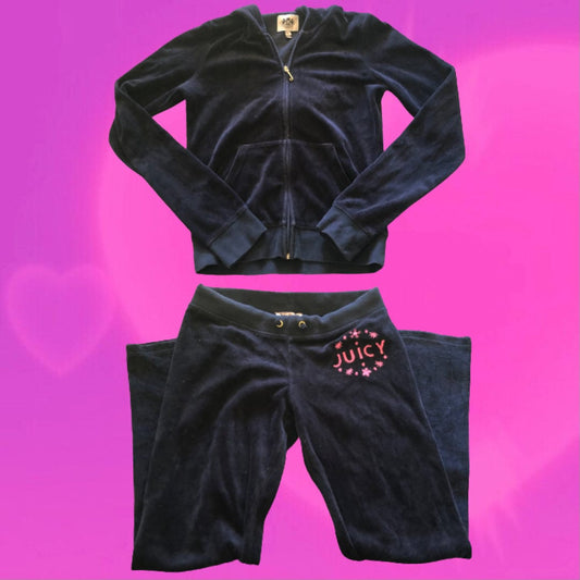 Juicy Couture navy and pink tracksuit set