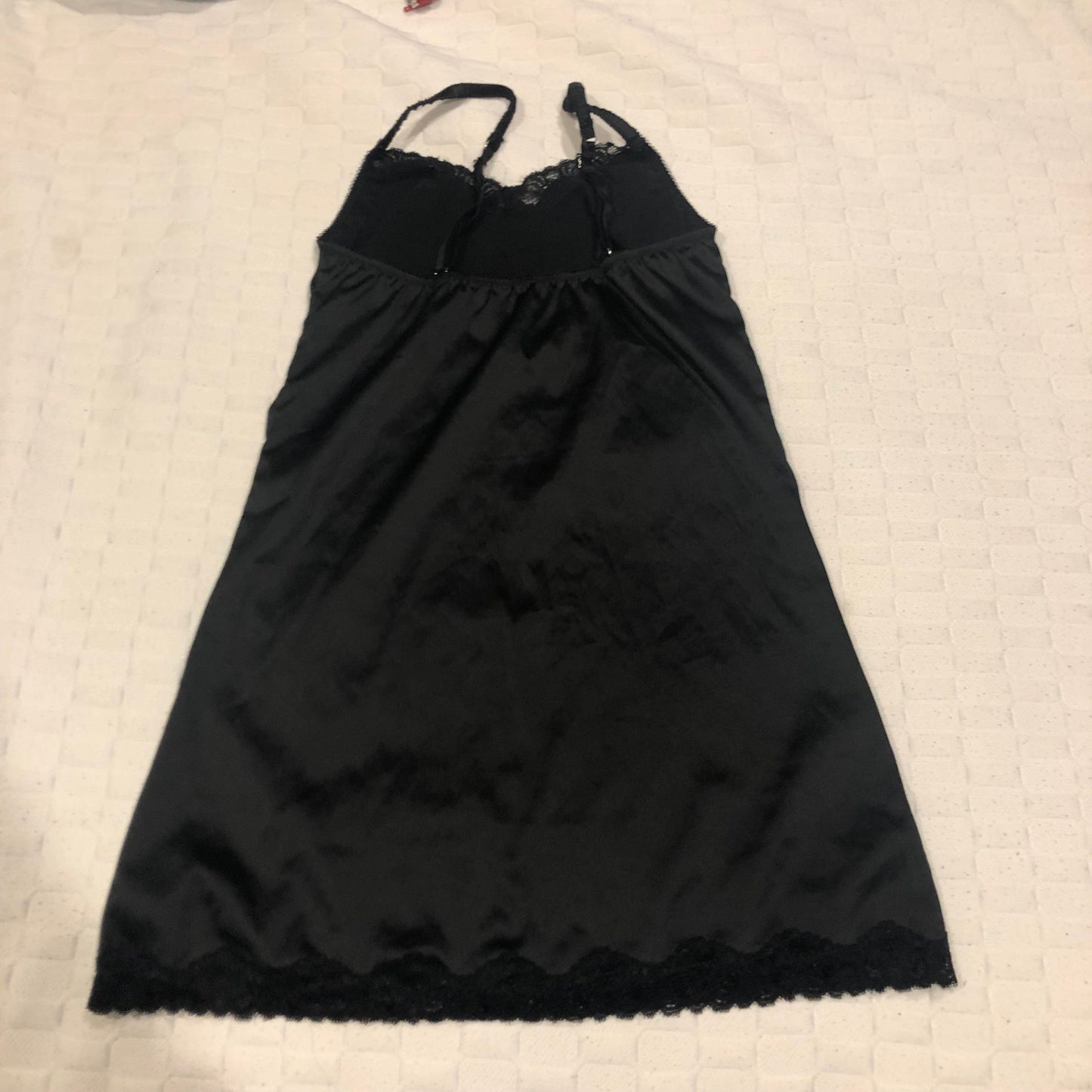 Black satin and lace mini dress