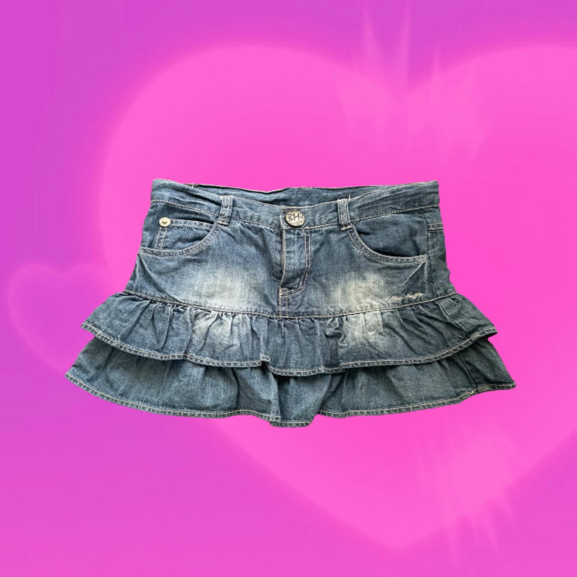 Blue Muffin ruffle denim mini skirt