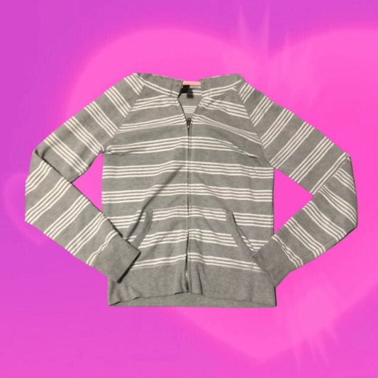 Striped zip up hoodie jumper