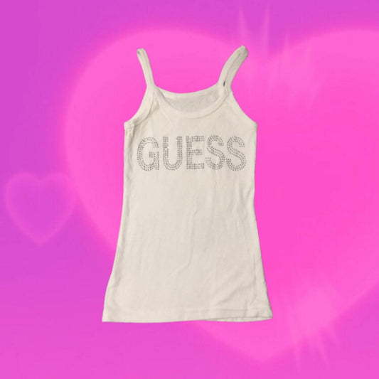 Guess rhinestone spell out tank top