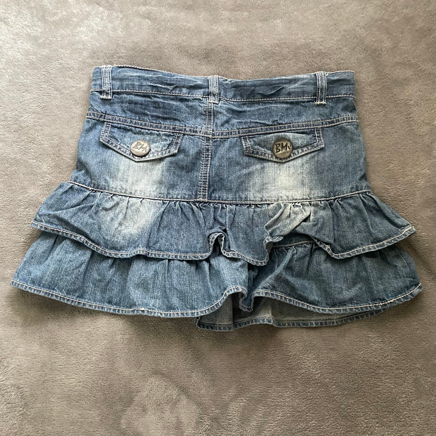 Blue Muffin ruffle denim mini skirt