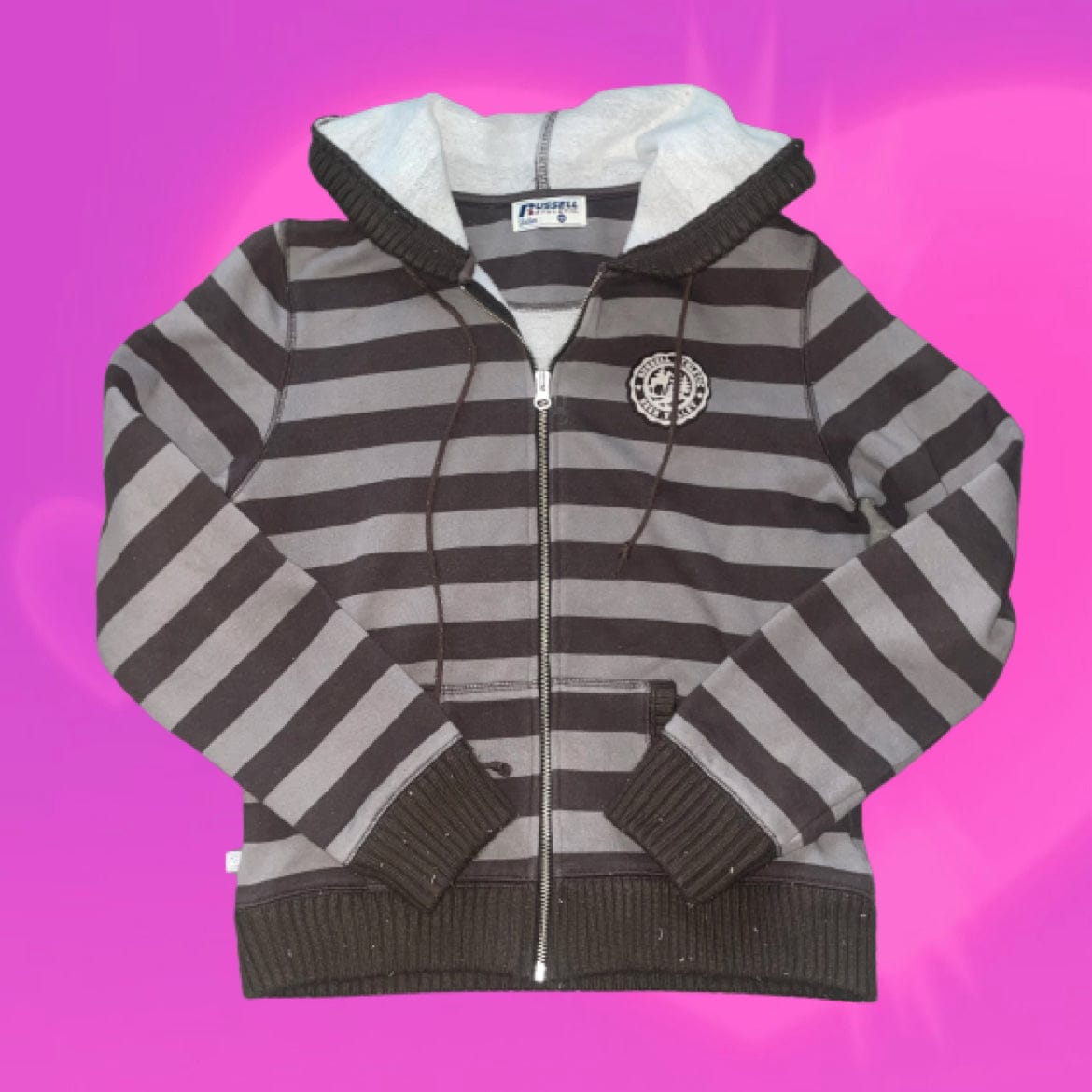 Russel striped zip up hoodie jumper