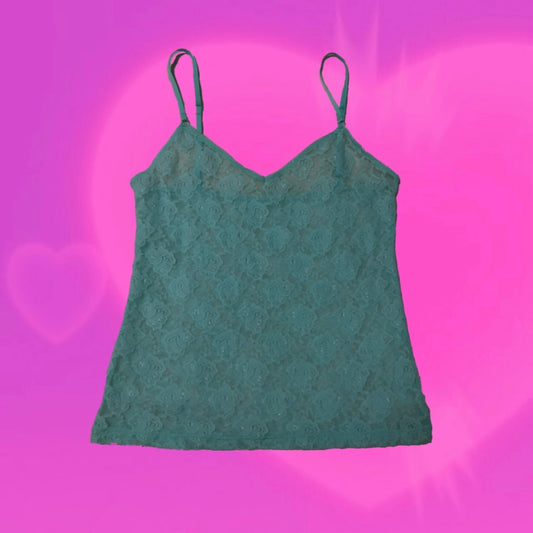 Floral lace and mesh cami top