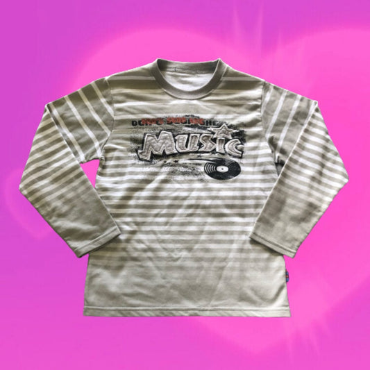 Music striped graphic long sleeve