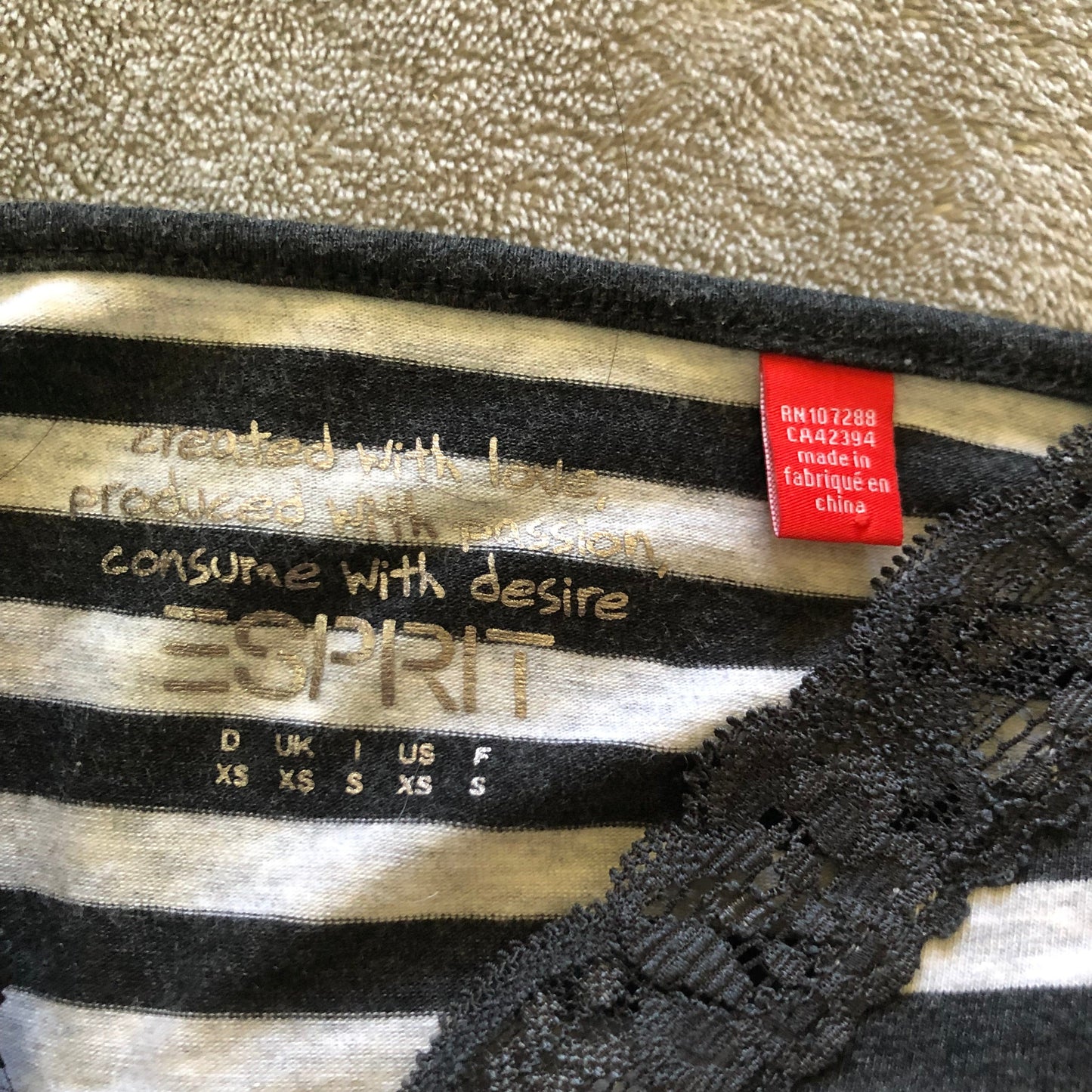 Esprit striped lace cami top