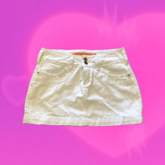 ClockHouse white denim mini skirt