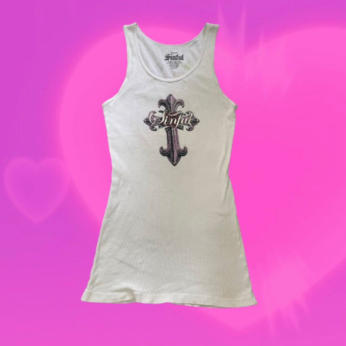 Sinful cross graphic ribbed tank top