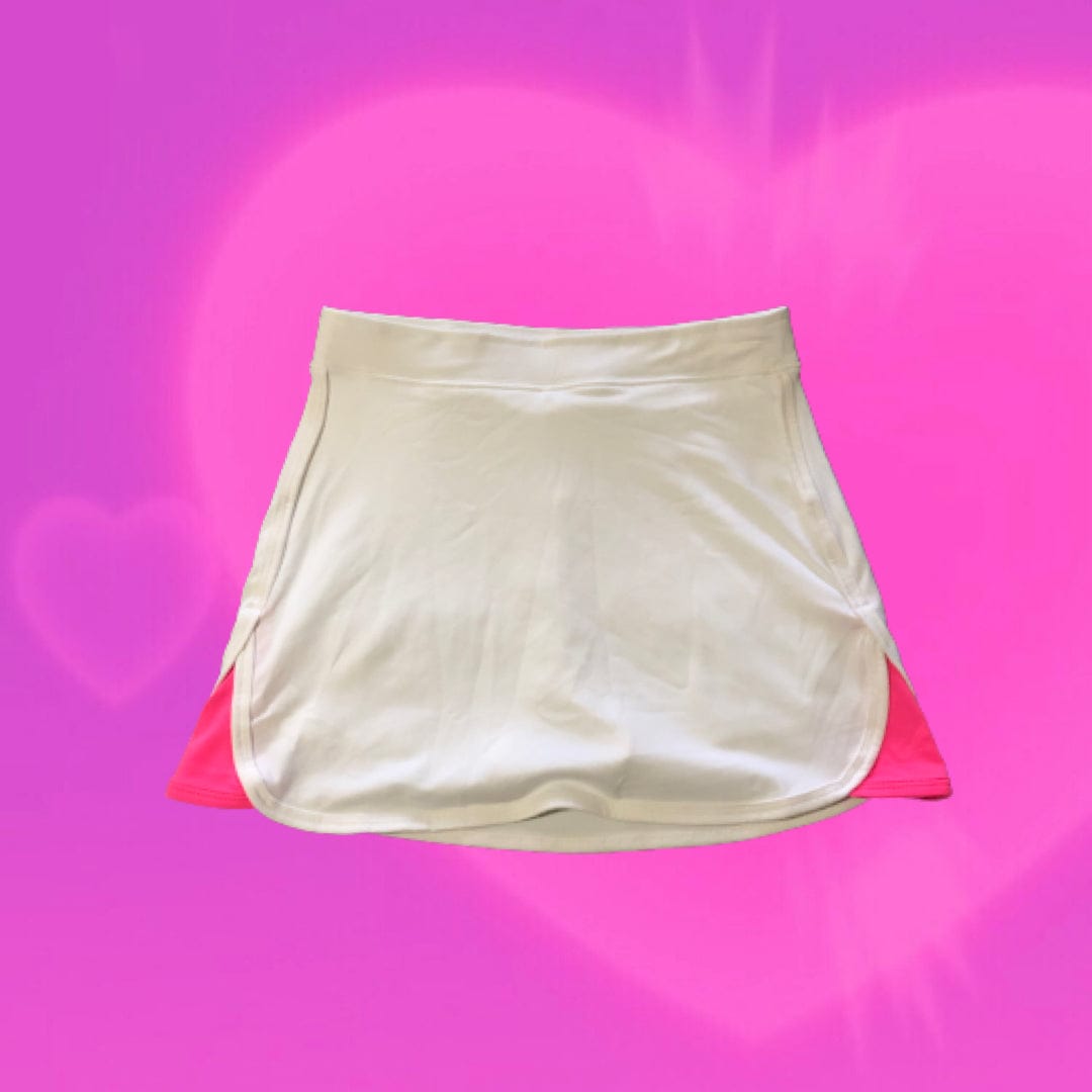 White and pink mini tennis skirt