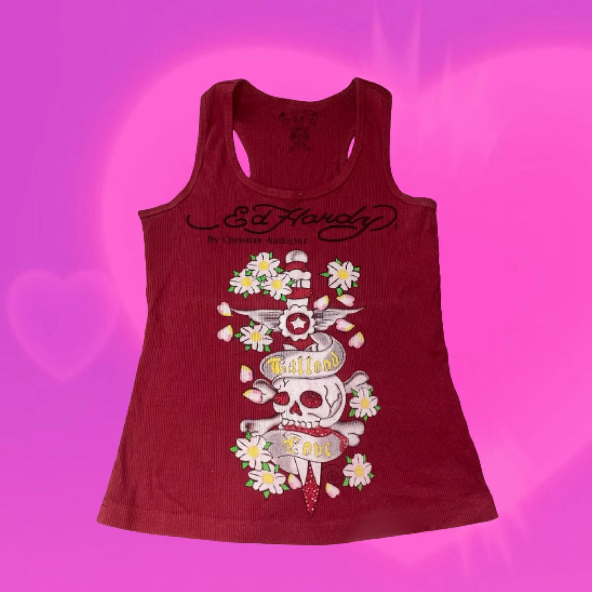 Ed Hardy graphic rhinestone tank top