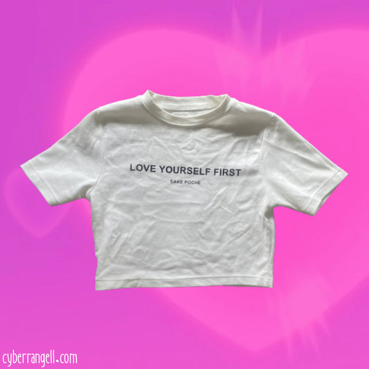 Love yourself first slogan baby tee