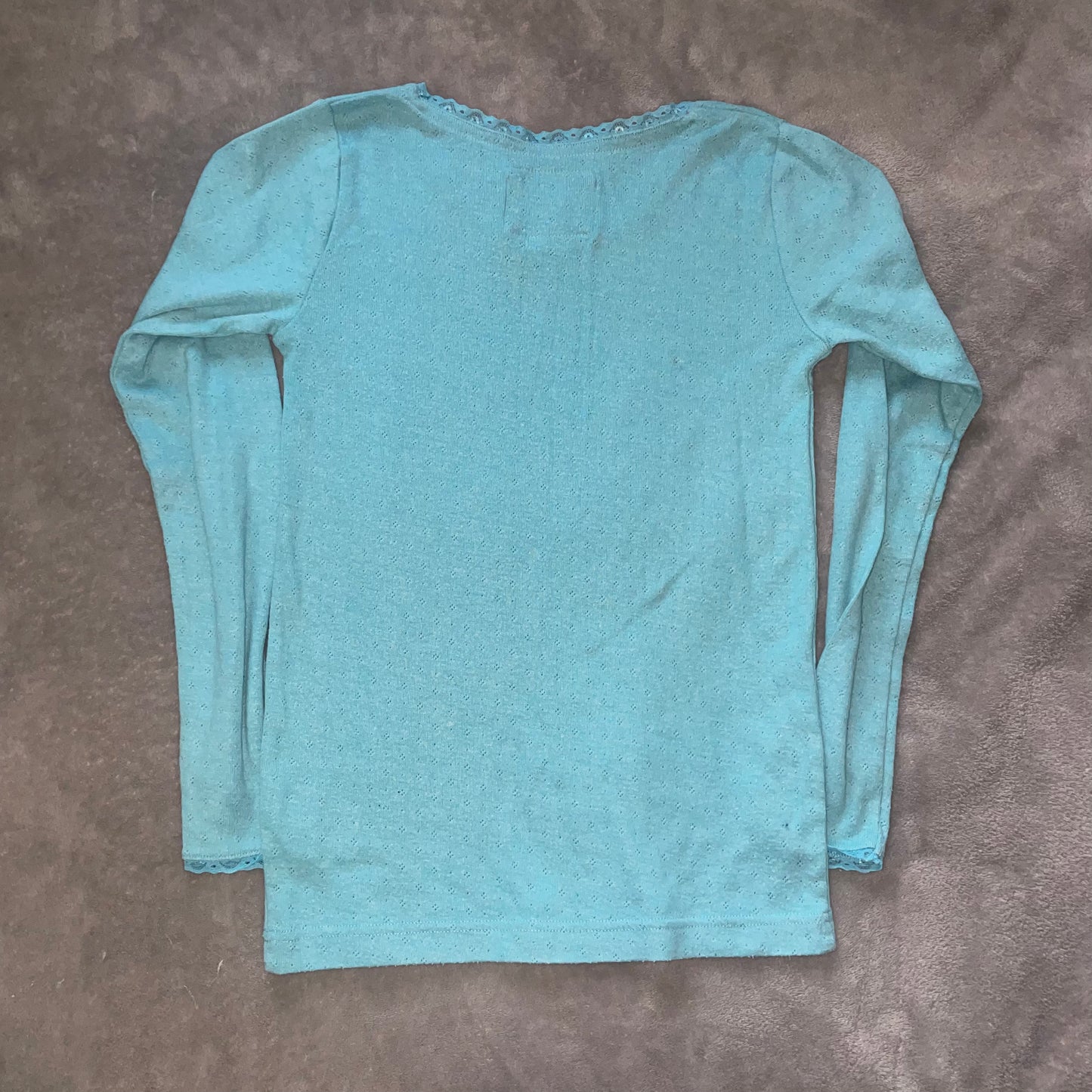 Blue lace pointelle long sleeve