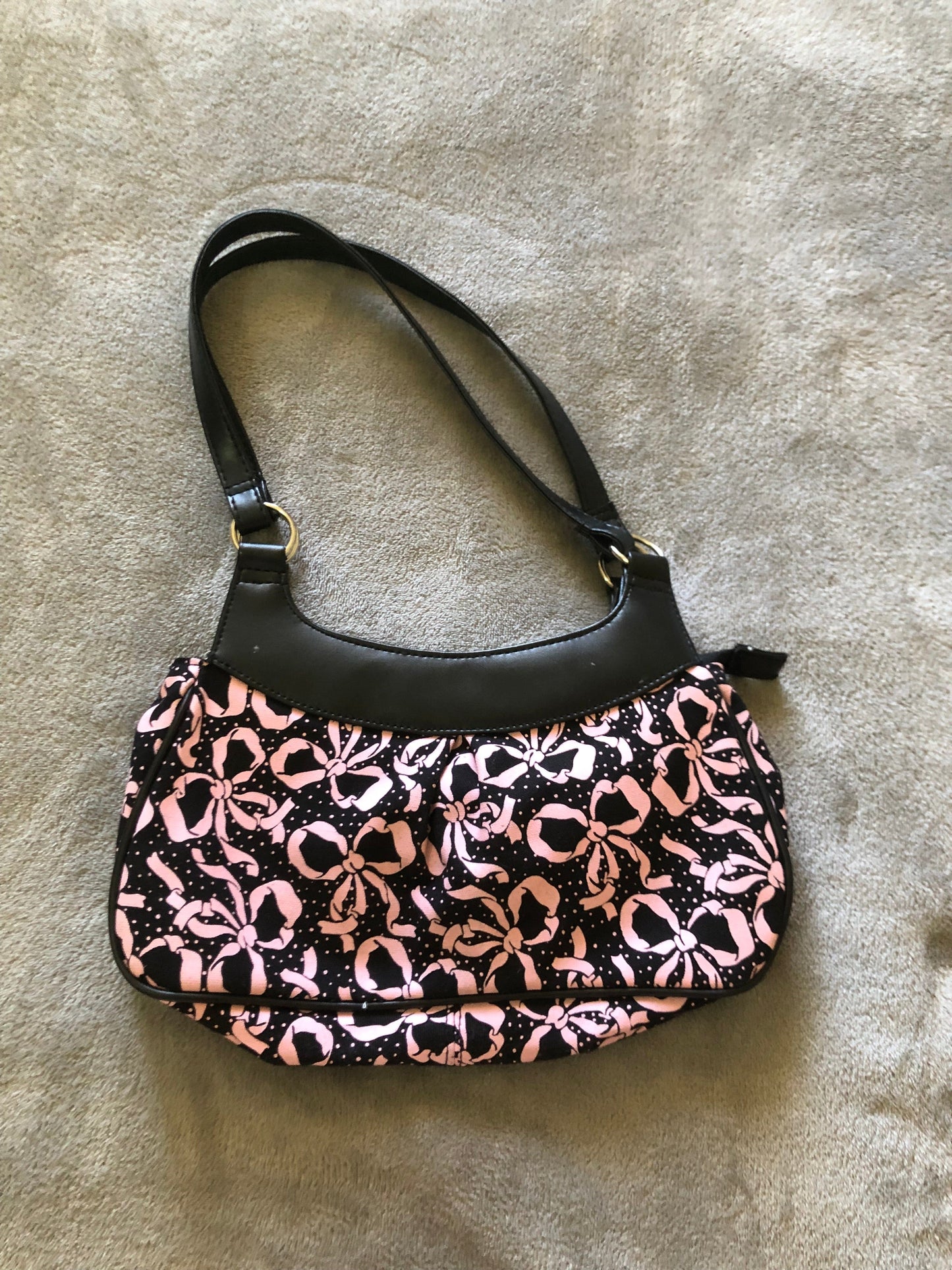 Pink and Black bow patterned mini bag