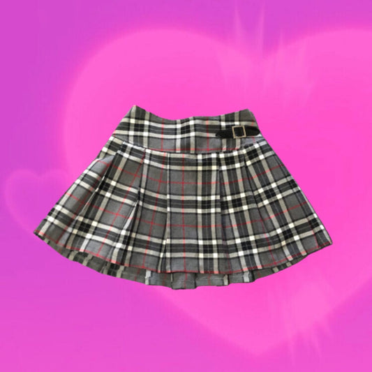 Plaid pleated mini skirt