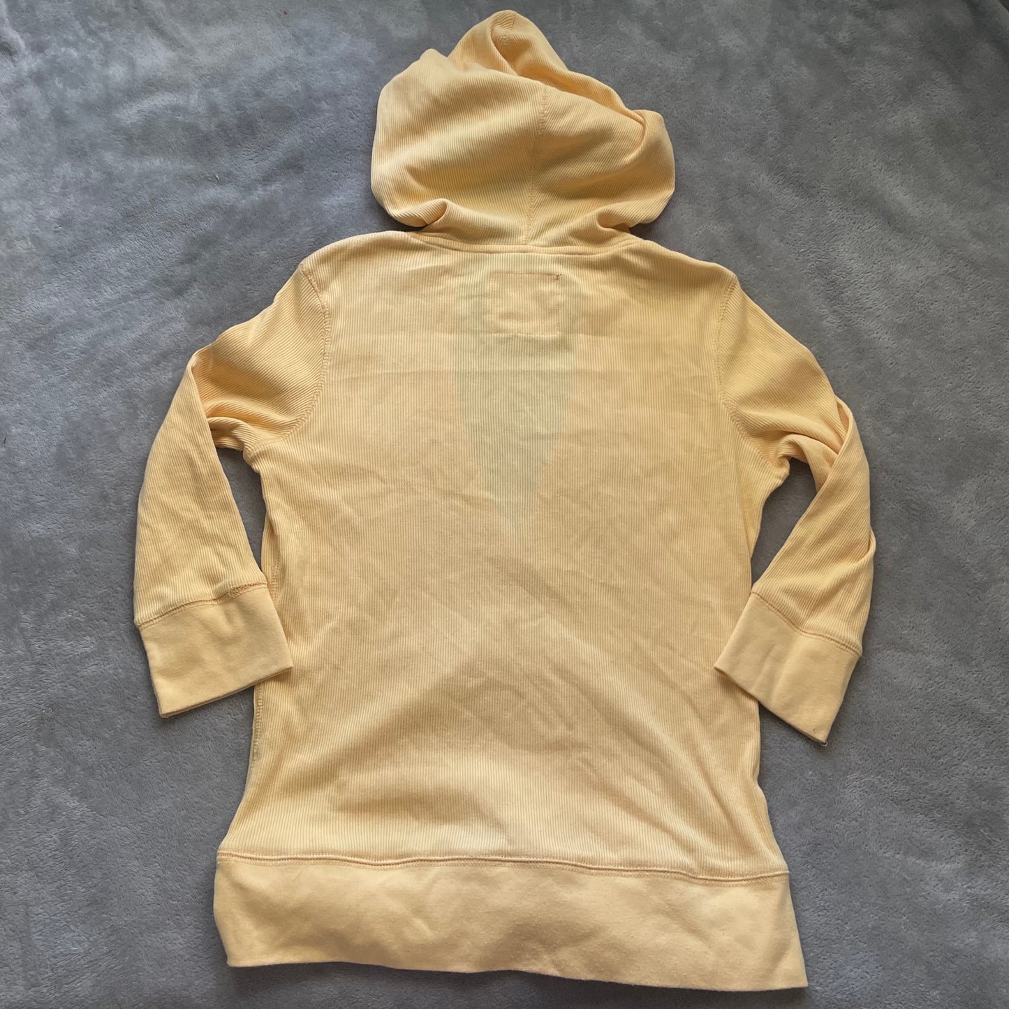 Yellow hooded V neck long sleeve