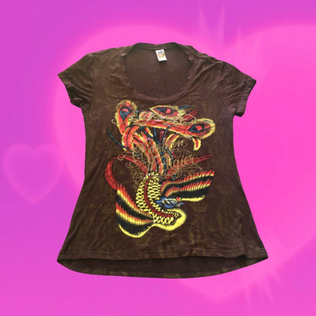 Ed Hardy rhinestone graphic tee