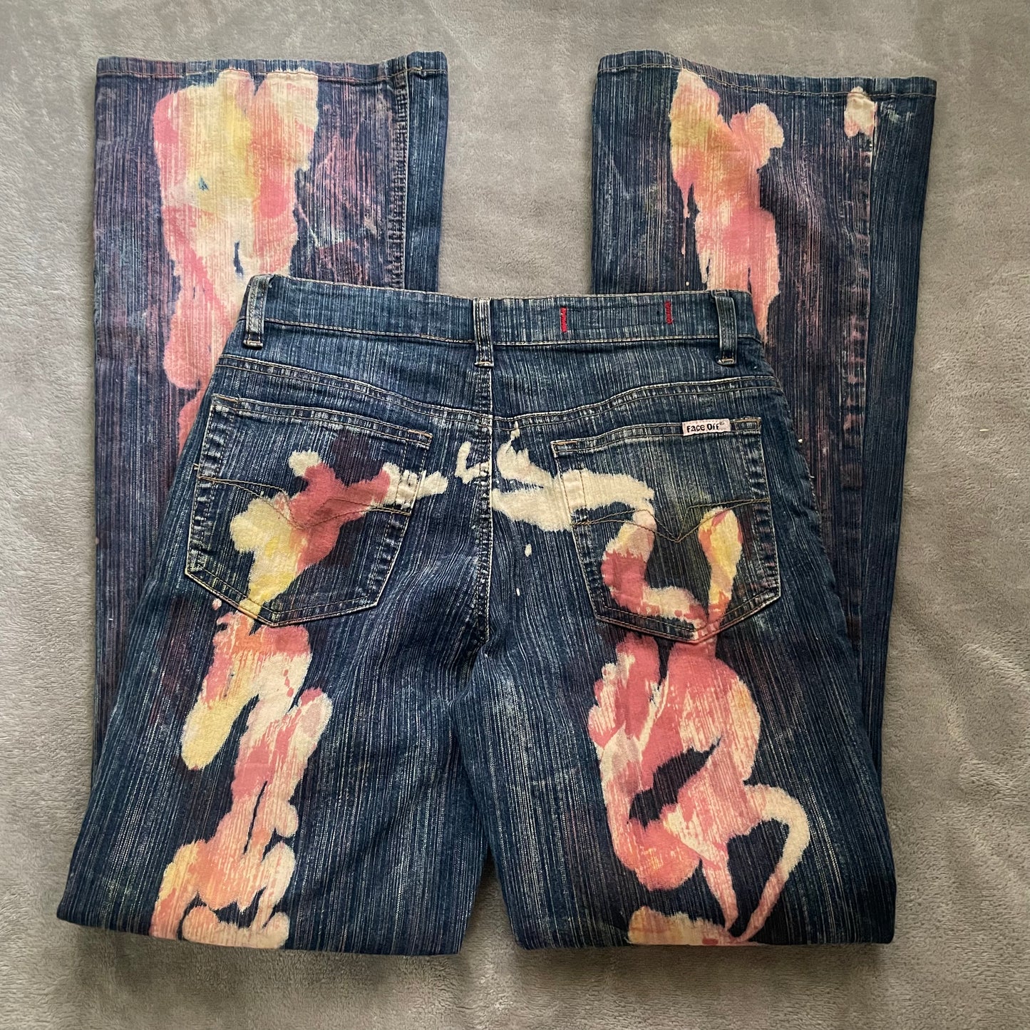 Face Off bleached bootcut jeans