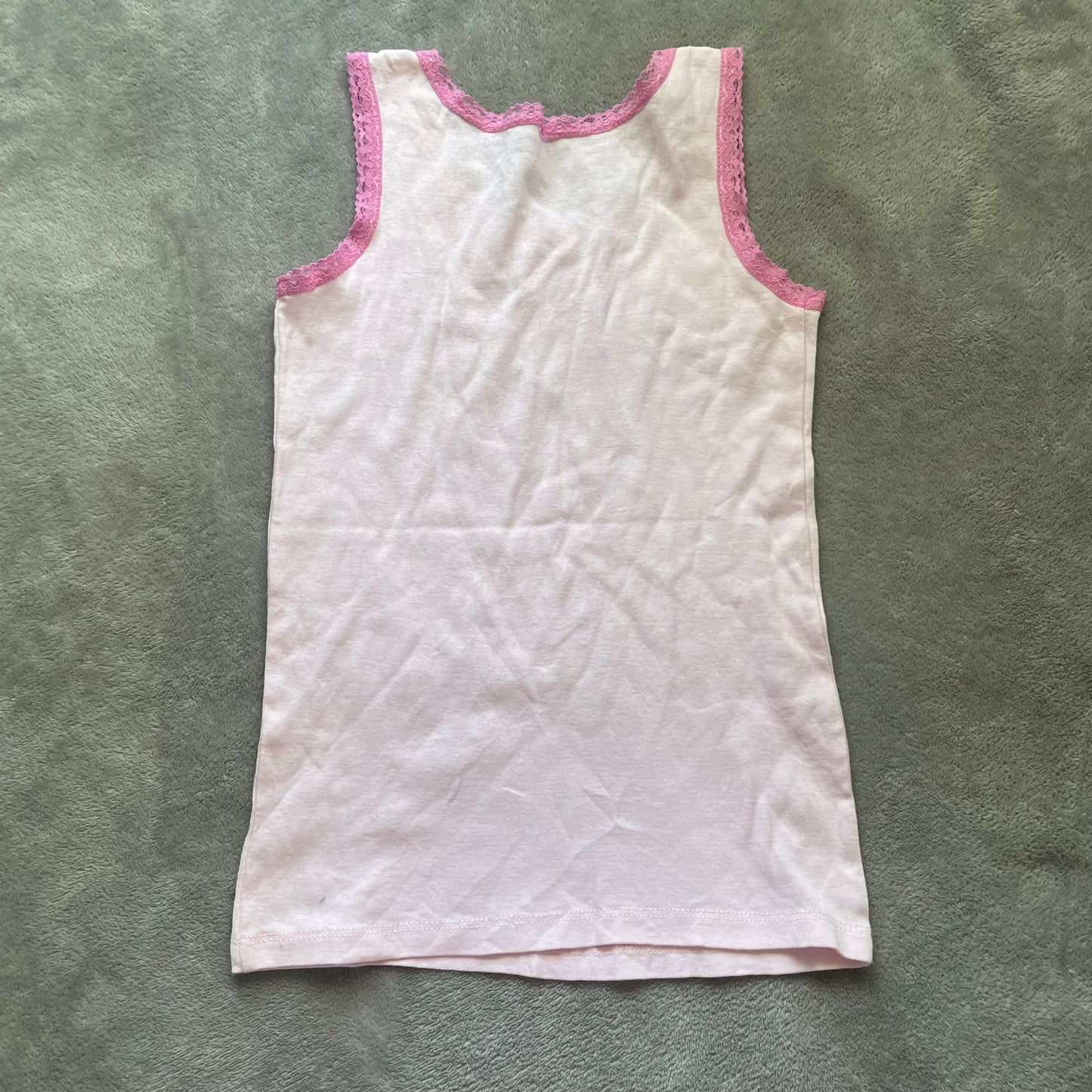 Pink lace trim baby tank